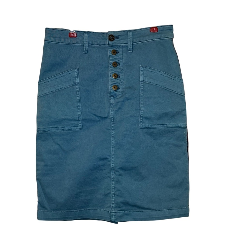 Anthropologie Pilcro Womens Skirt Utility Button Fly Straight Pencil Turquoise 0